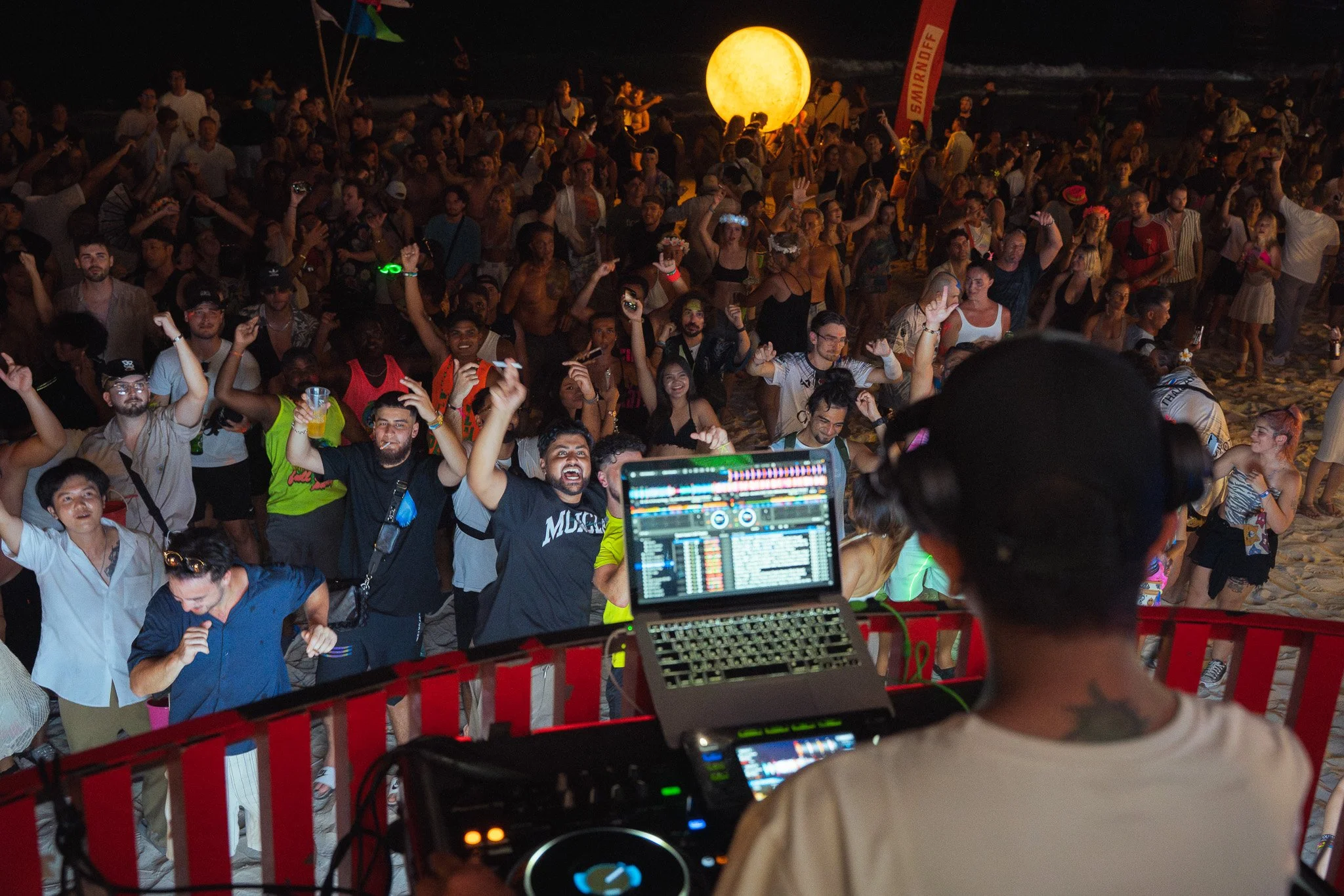 The view from the DJ booth on Haan Rin beach.