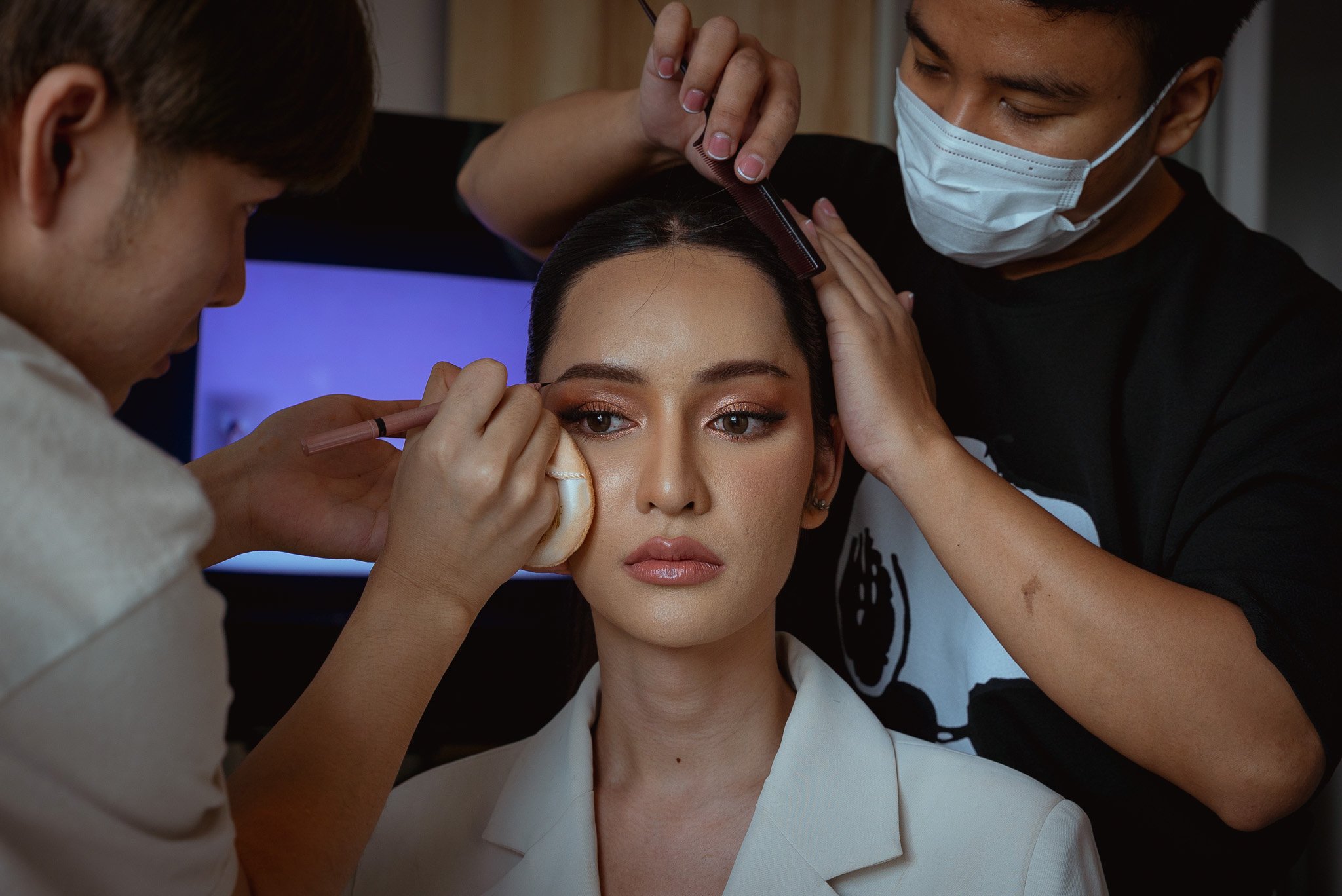 Bruze Kawisara, a contestant in the 2024 Miss Tiffany Universe trans beauty pageant, gets ready for the auditions, shot for Getty Images (Bangkok, Thailand)