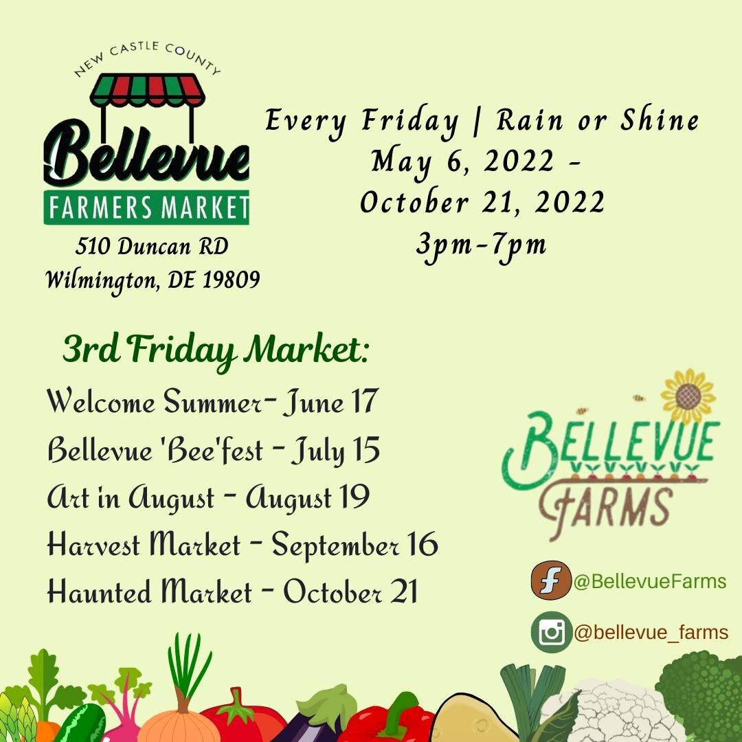 3rd Fridays are back from 3pm-7pm for the Bellevue Farmers Market season!

At 3rd Friday events expect Live Local Music, Food Trucks, Craft Brewers, Amazing Local Businesses, Free Kids Activities, and, of course, Farm Fresh Produce! 

Interested vend