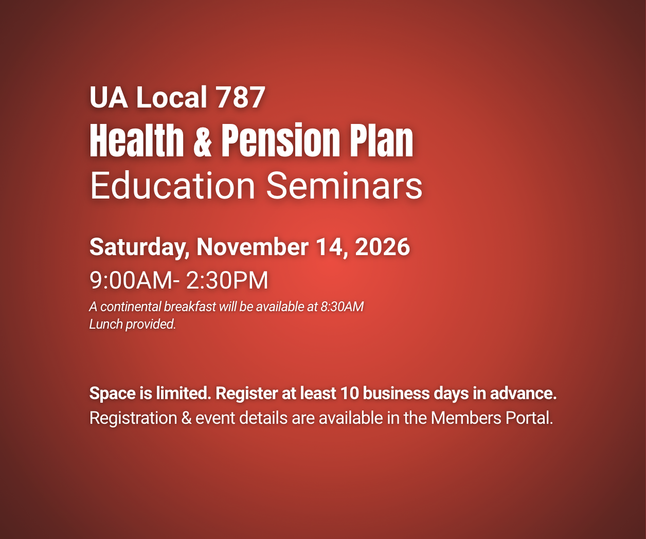 Health and Pension Plan Education Seminars 