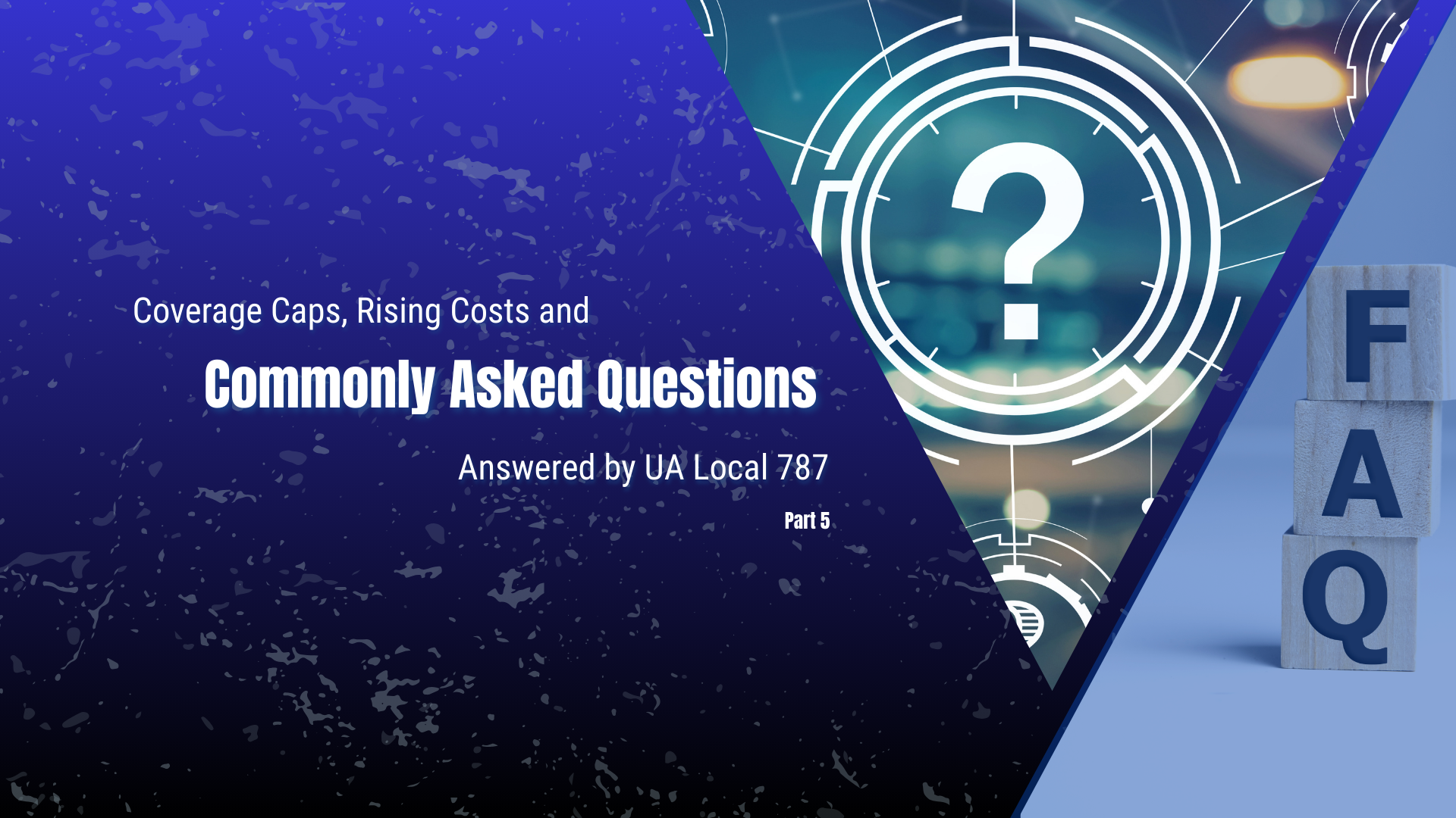 Commonly asked questions left to the left, with question mark and FAQ image on theright