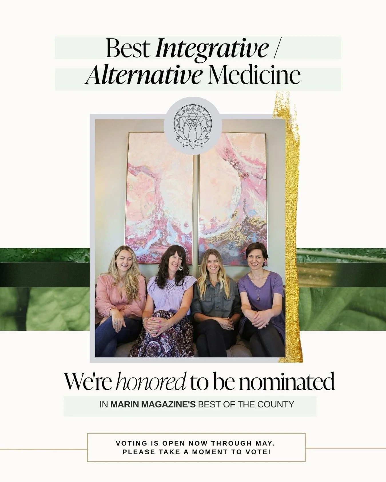 We&rsquo;re so excited to be nominated for Best Integrative / Alternative Medicine in @marinmagazine&rsquo;s Best of the County! 🙏

Offering therapy that honors the mind-body-spirit means everything to us. Winners are chosen by public vote &mdash; a