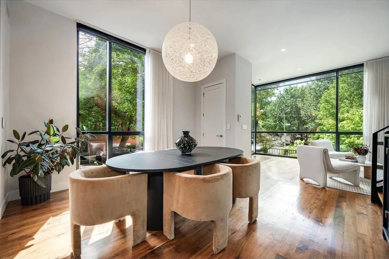 This Bucktown corner doesn't do subtle, so neither did we.⁣
⁣
Four levels of floor-to-ceiling glass, walnut floors, and a curtain-wall facade called for strong staging, not another neutral palette playing it safe next to all that great architecture. 