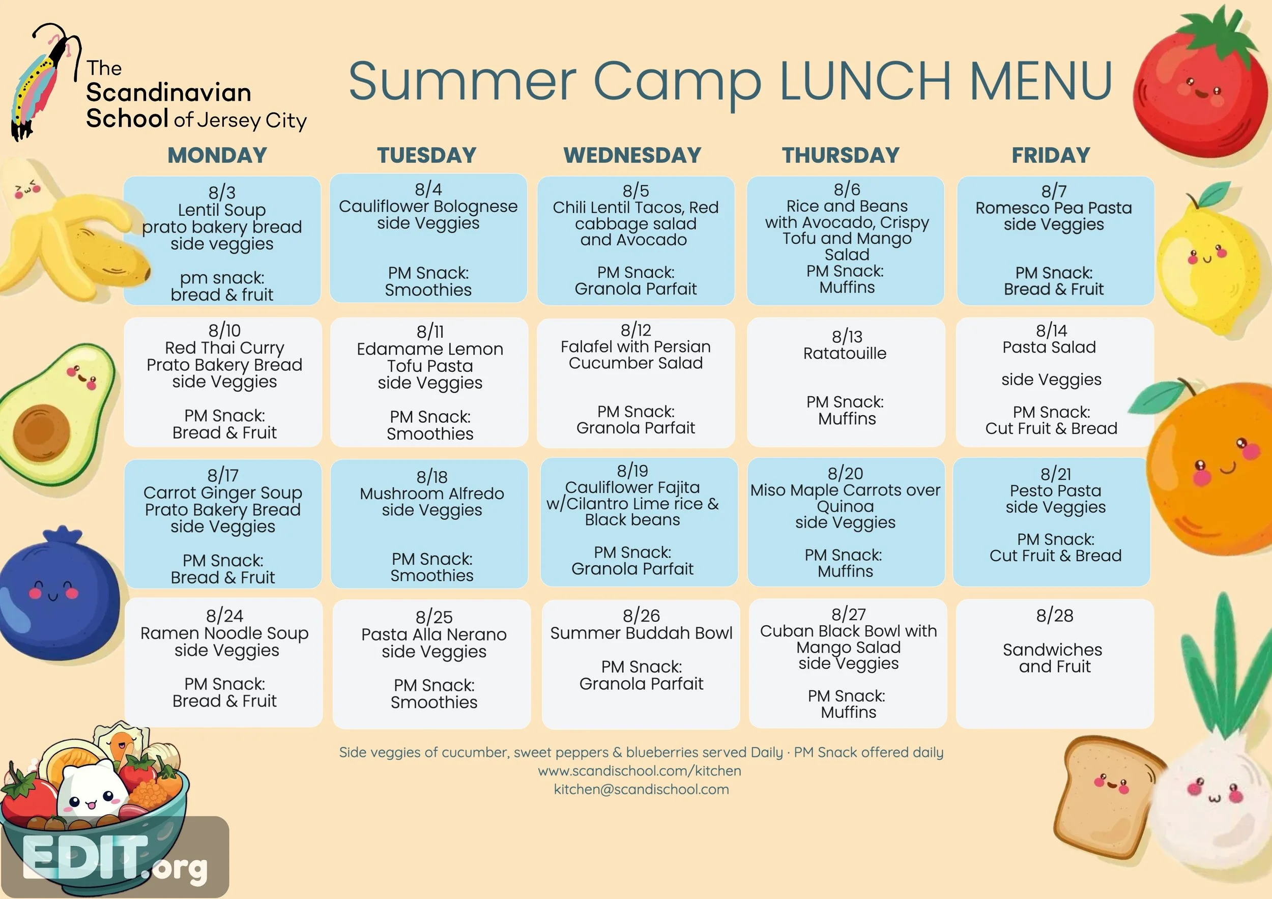 August Menu