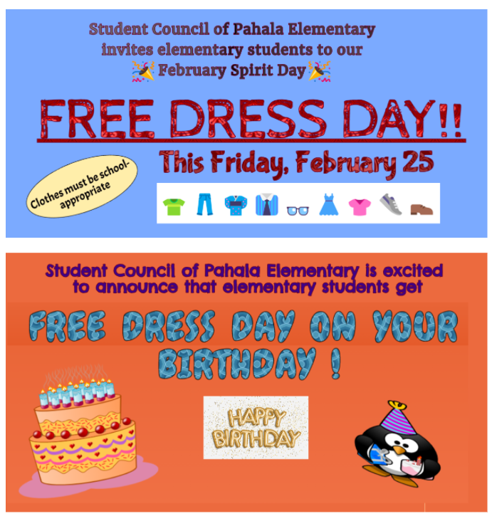 Elementary February Spirit Day Free Dress Day! — KHPES