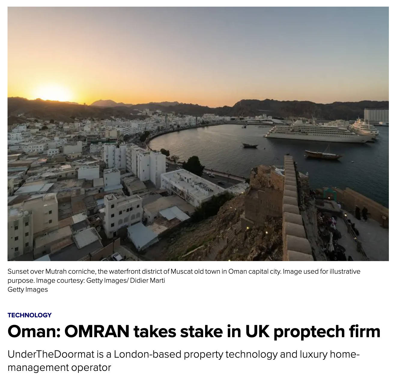 Oman: OMRAN takes stake in UK proptech firm
- Zawya - Sep 2025