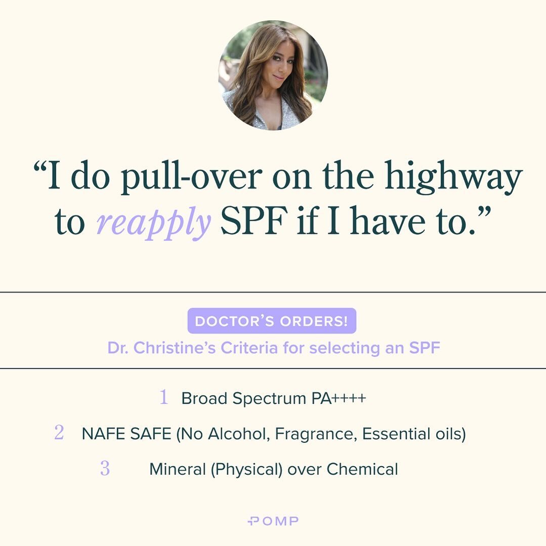 Our Medical Director, Dr. Christine&rsquo;s criteria for selecting an SPF🧴