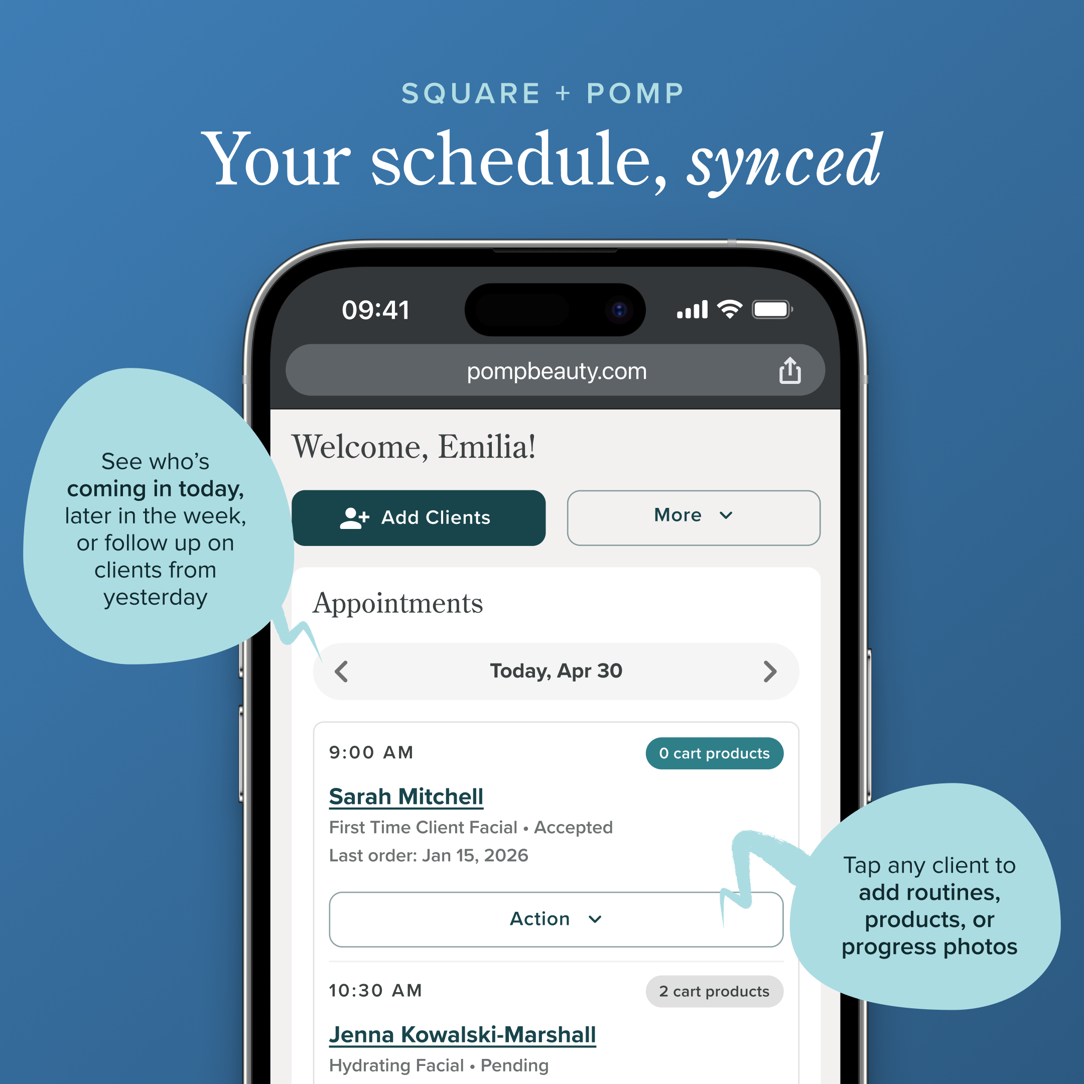 Sync your Square appointments with Pomp