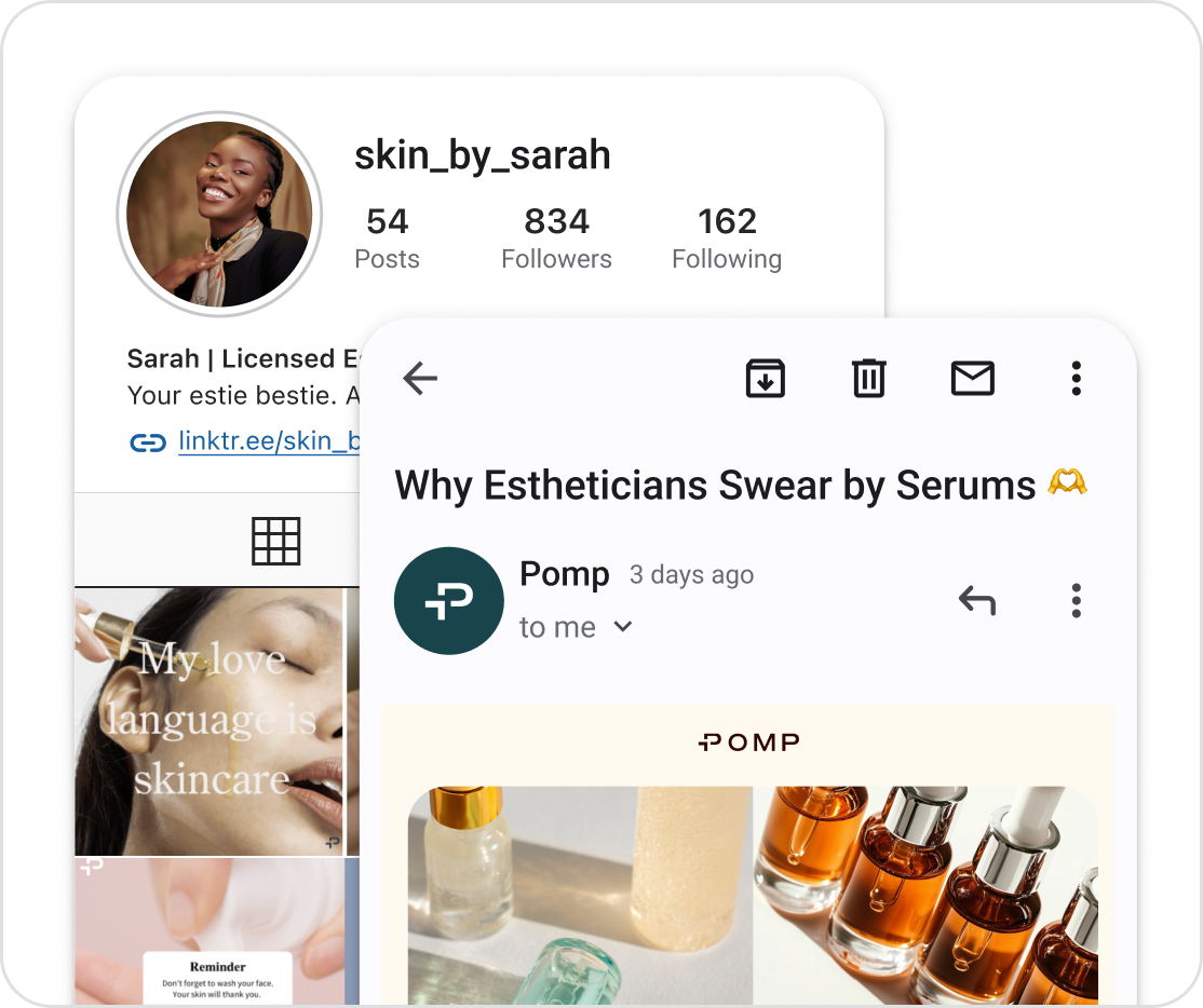 Social media assets and emails