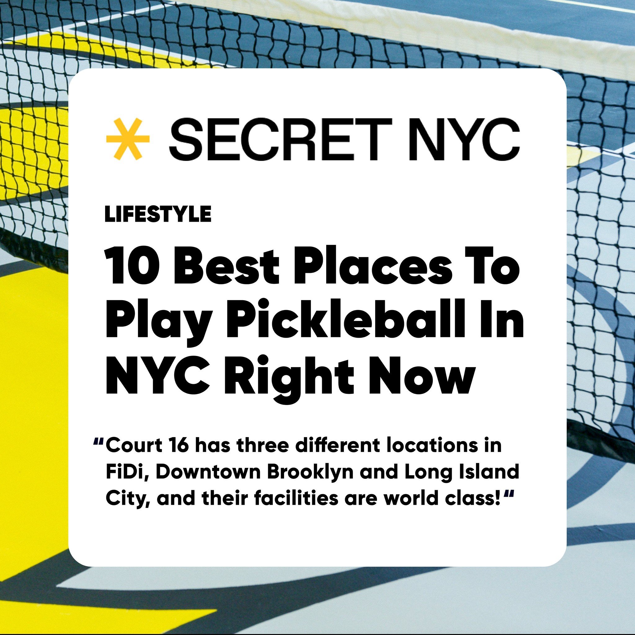 Thrilled to announce that Court 16 has been named one of the top 10 best places to play pickleball in NYC! 🗽 

Full article in bio! 

#newyork #newyorkcity #pickleball #pickleballislife #secretnyc #nycfamily #nyckids #nycpickleball