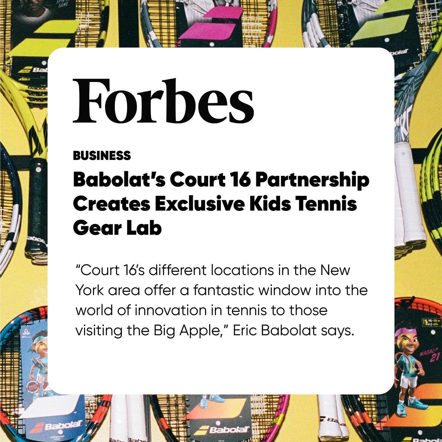 A big thank you to @forbes and tdnewcomb @feltalleytennis for spotlighting our partnership with @babolat and The Babolat Kids Lab we&rsquo;ve created together! As we look to make tennis more accessible and easier to learn, we were honored to team up 