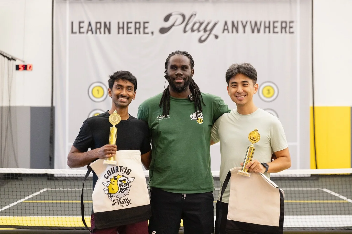 What a kickoff! π This past Saturday, our first-ever Fishbowl Tournament brought the community together for epic rallies and incredible energy on court.
Congratulations to Vishal and Helio on their big wins! π Huge thanks to @kismetbagels for fuel