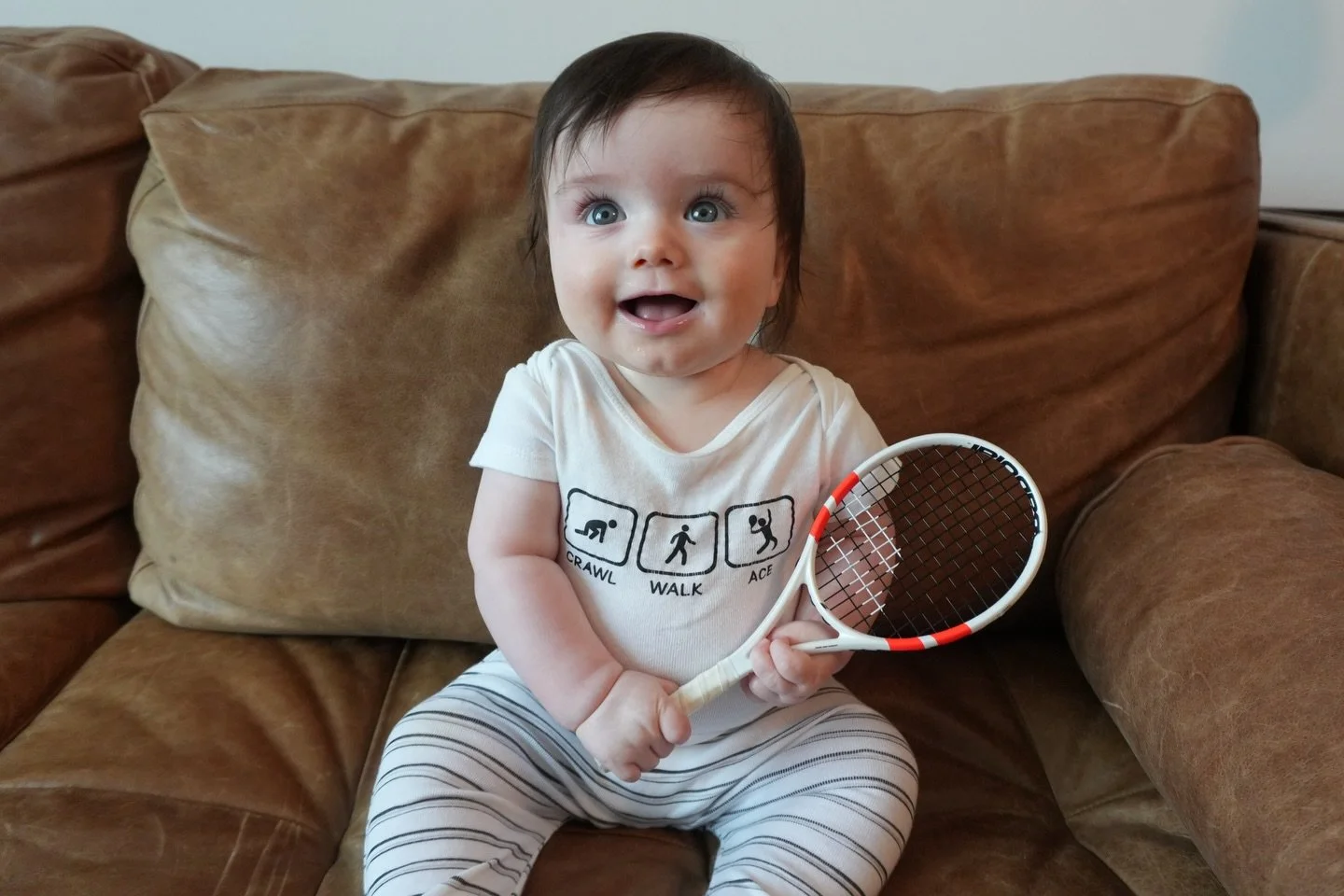 Crawl &rarr; walk &rarr; ace 🚼👶🎾

A new future player in the mix&hellip; something tells us he&rsquo;s already ahead of schedule.

Meet baby Wilson, 7 months in the game from our Court 16 LIC family.💛 Coach Davis has spent the past 2.5 years help