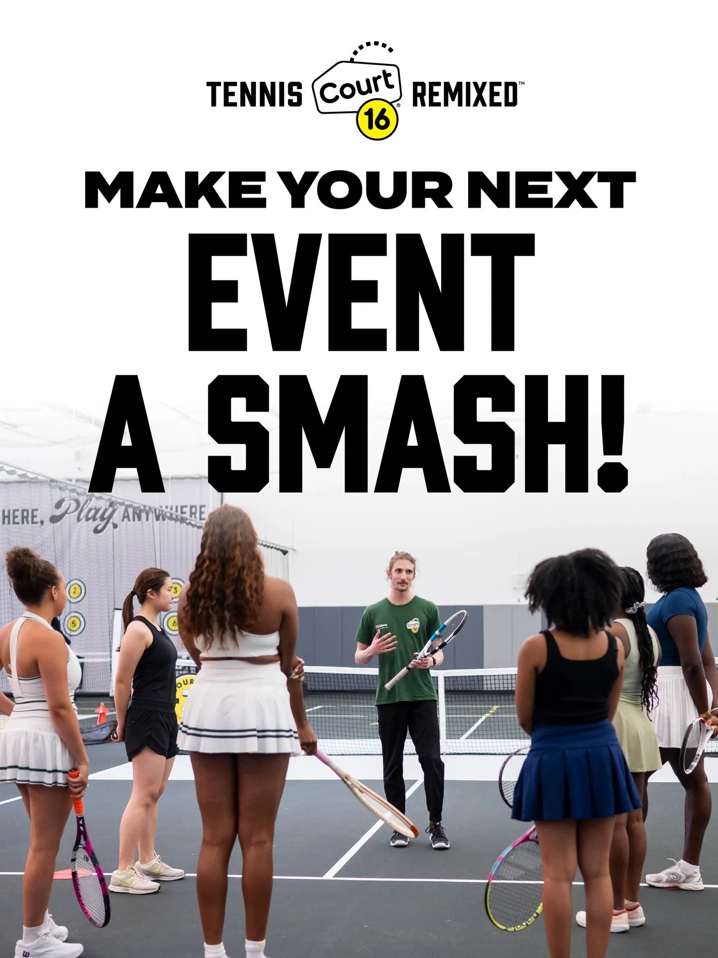 Team building, corporate events, birthdays, and everything in between. 🎾

We take care of everything, you just bring the competition. Let&rsquo;s make it a smash! 

📧 For all event inquiries: email maureen@court16.com

#teambuilding #tennis #pickle