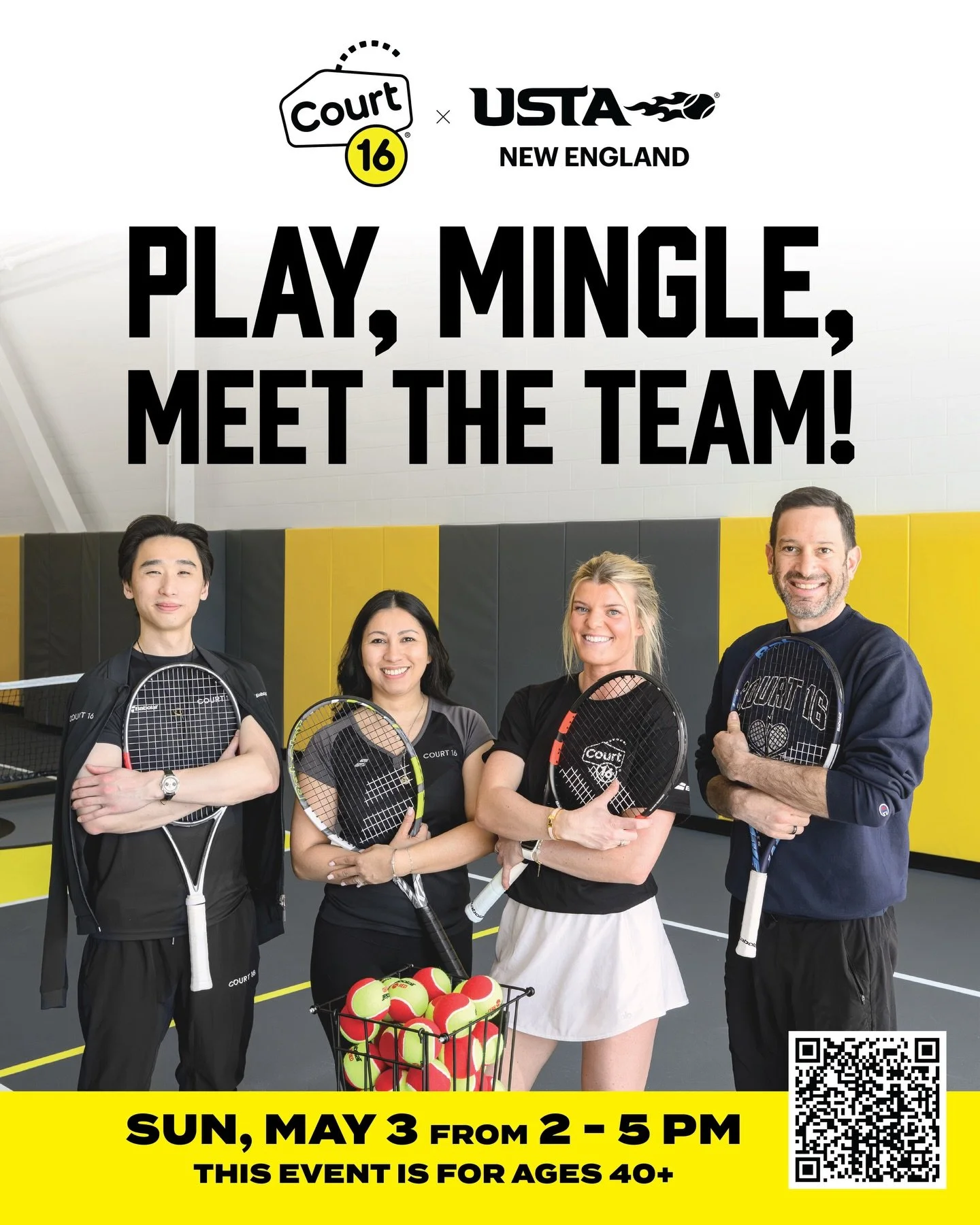 Love All: Singles Tennis Event 🎾💛

Skip the usual first date and meet on court. We&rsquo;re proud to launch the first event in a new series with our friends at @ustanewengland &mdash; starting with a social singles tennis experience for ages 40+ at