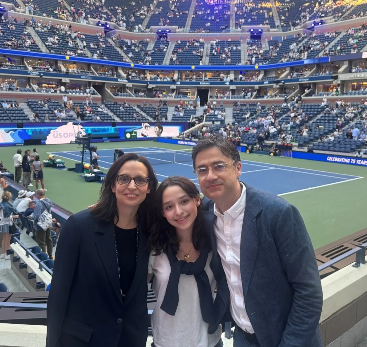 Celebrating our co-founder Romain&mdash;and Julie (!)&mdash;on their birthdays, here with Lou at the Open 🎾