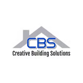 Logo of CBS Creative Building Solutions with a stylized house and chimney in blue and gray.