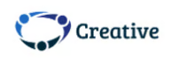 Logo with a dark blue abstract design resembling a stylized eye or swirl and the word 'Creative' in dark blue text.
