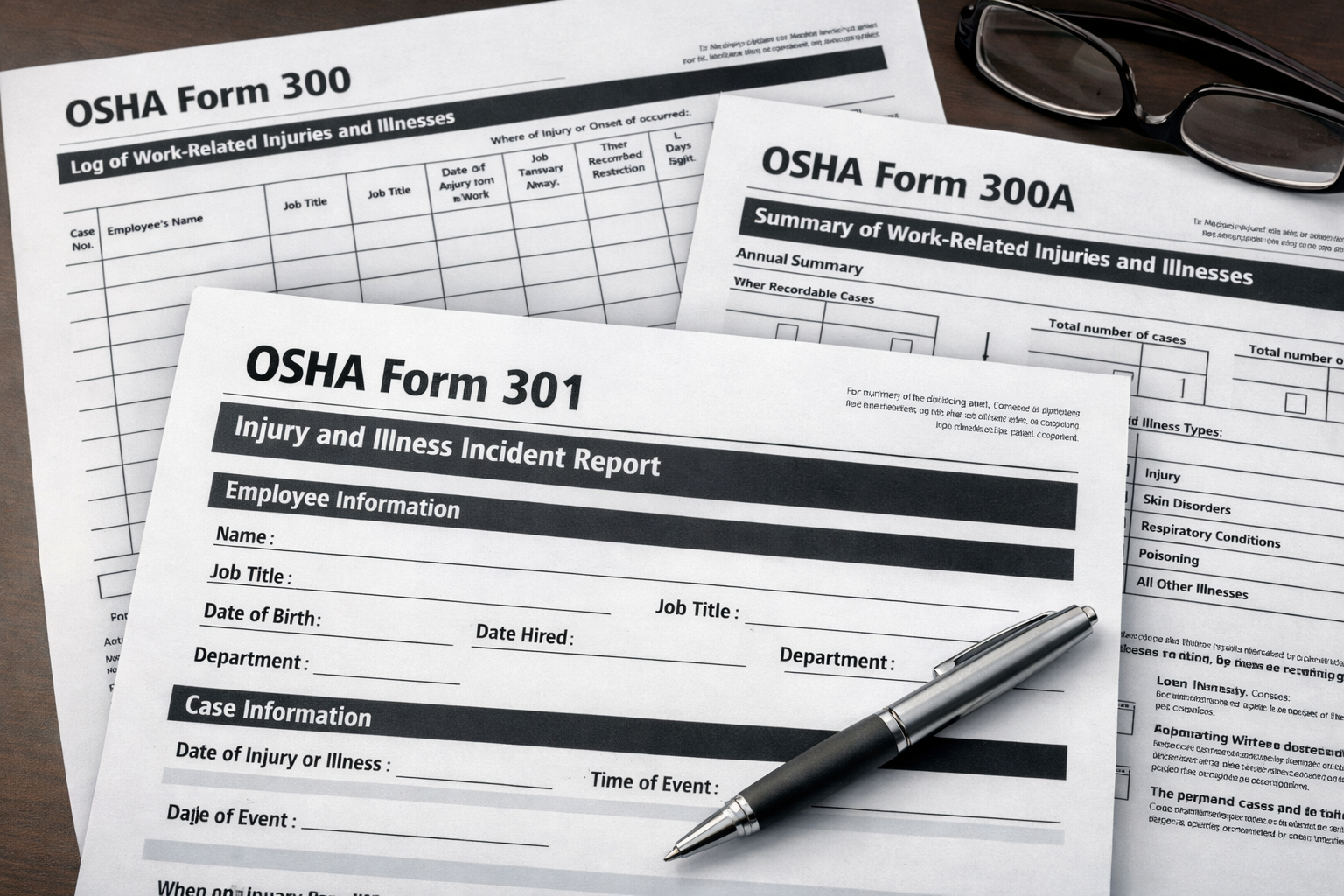 OSHA 300, 301 and 300A paperwork