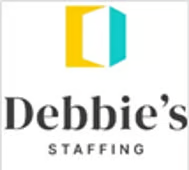 Debbie's Staffing logo with a geometric design in yellow, blue, and white.