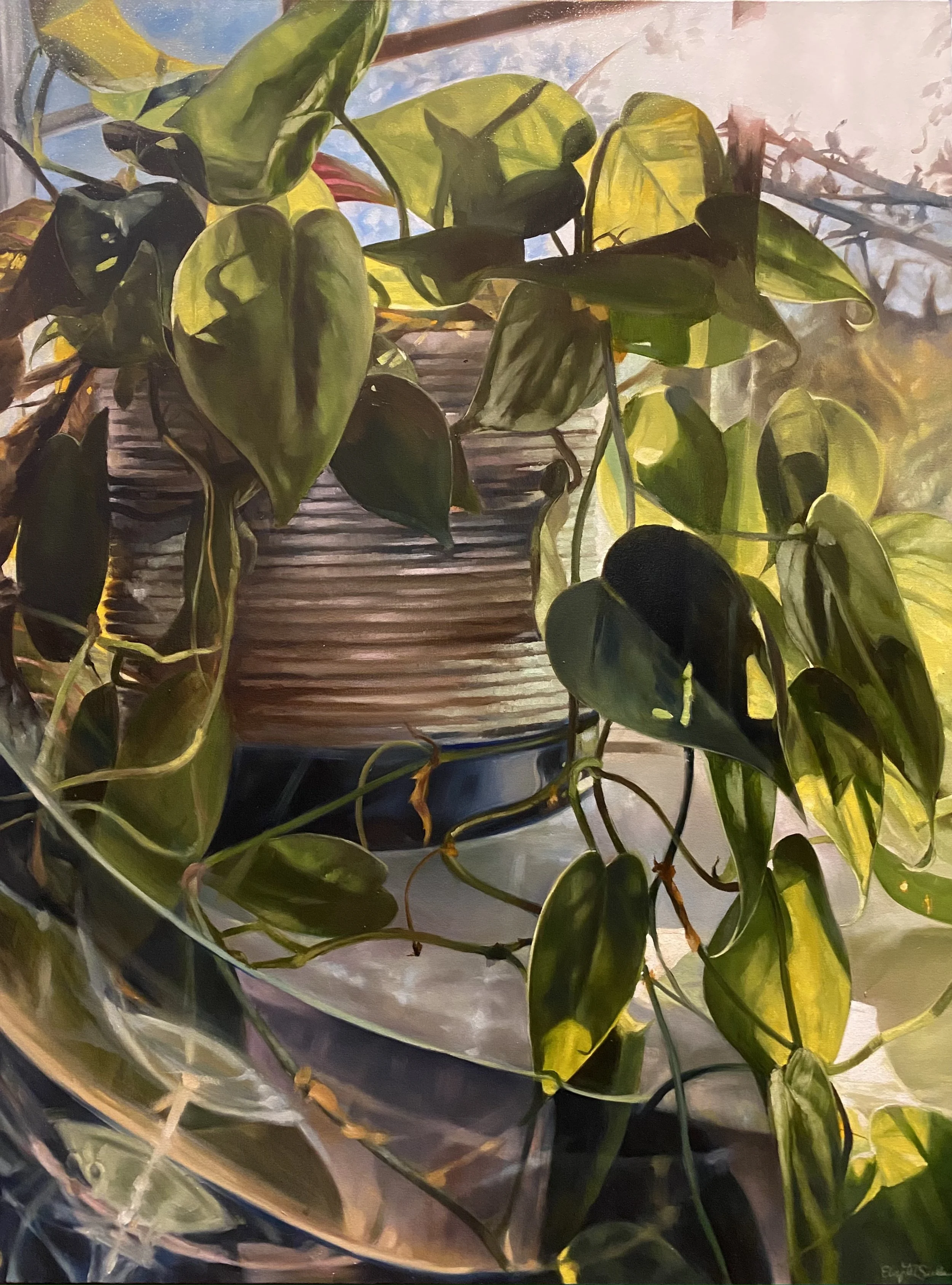 "The Upstairs Windowsill", oil on canvas, 48" x 36" 2020