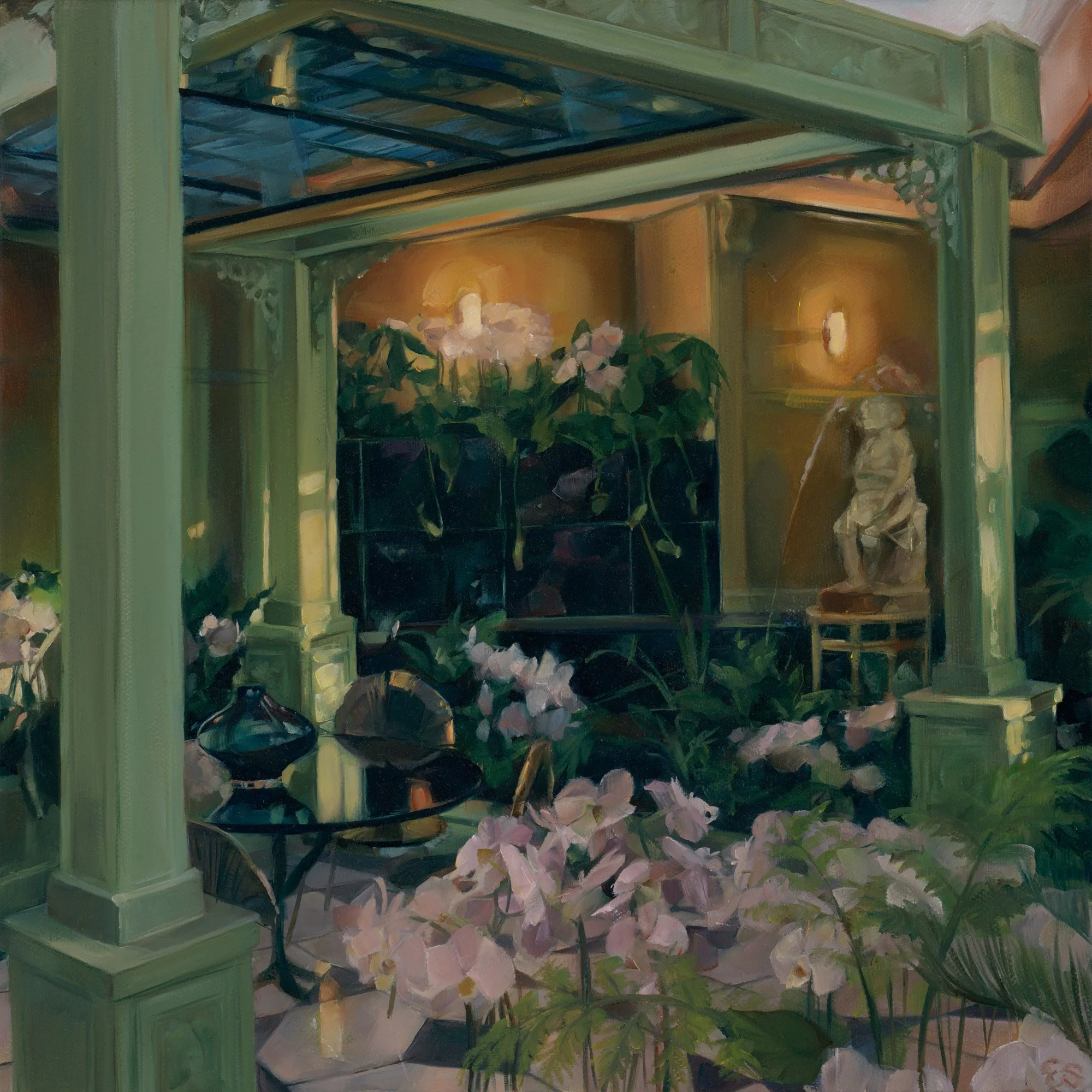 "The Orchid Room", oil on canvas, 12" x 12", 2024 