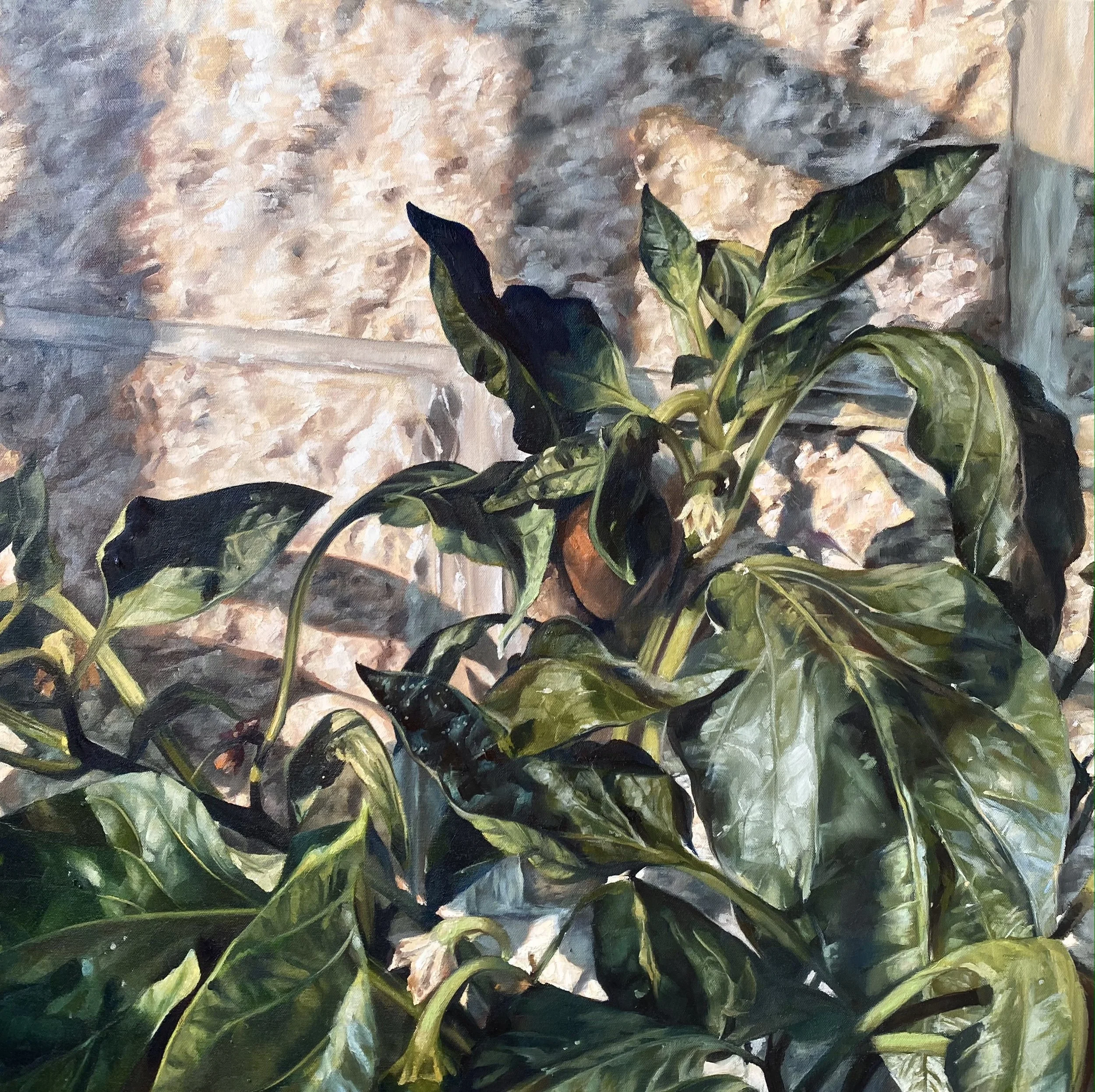 "On the Balcony", oil on canvas, 24" x 24", 2021