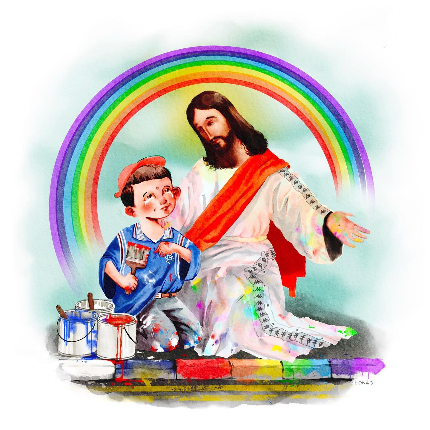 Little Rangers Fan Man and the Ascended Master Jesus Christ. Easter Time.

See before post for the short story about Kerb painting, favourite colours and liberation.

#easter #happyeaster #rangers #jesuschrist #unity #allpeople #allone #enlightenment