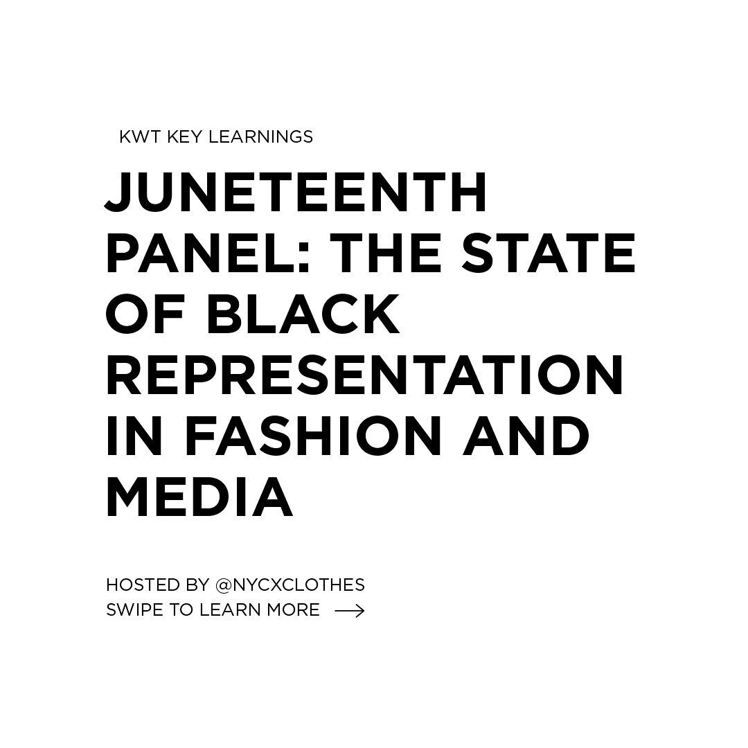 Recently, our AAEs @courtneynduke and @themadeside had the pleasure of attending @nycxclothes #Juneteenth Panel on the state of Black Representation in Fashion and Media.

Swipe through to read their key takeaways from the powerful panel.

Want to le
