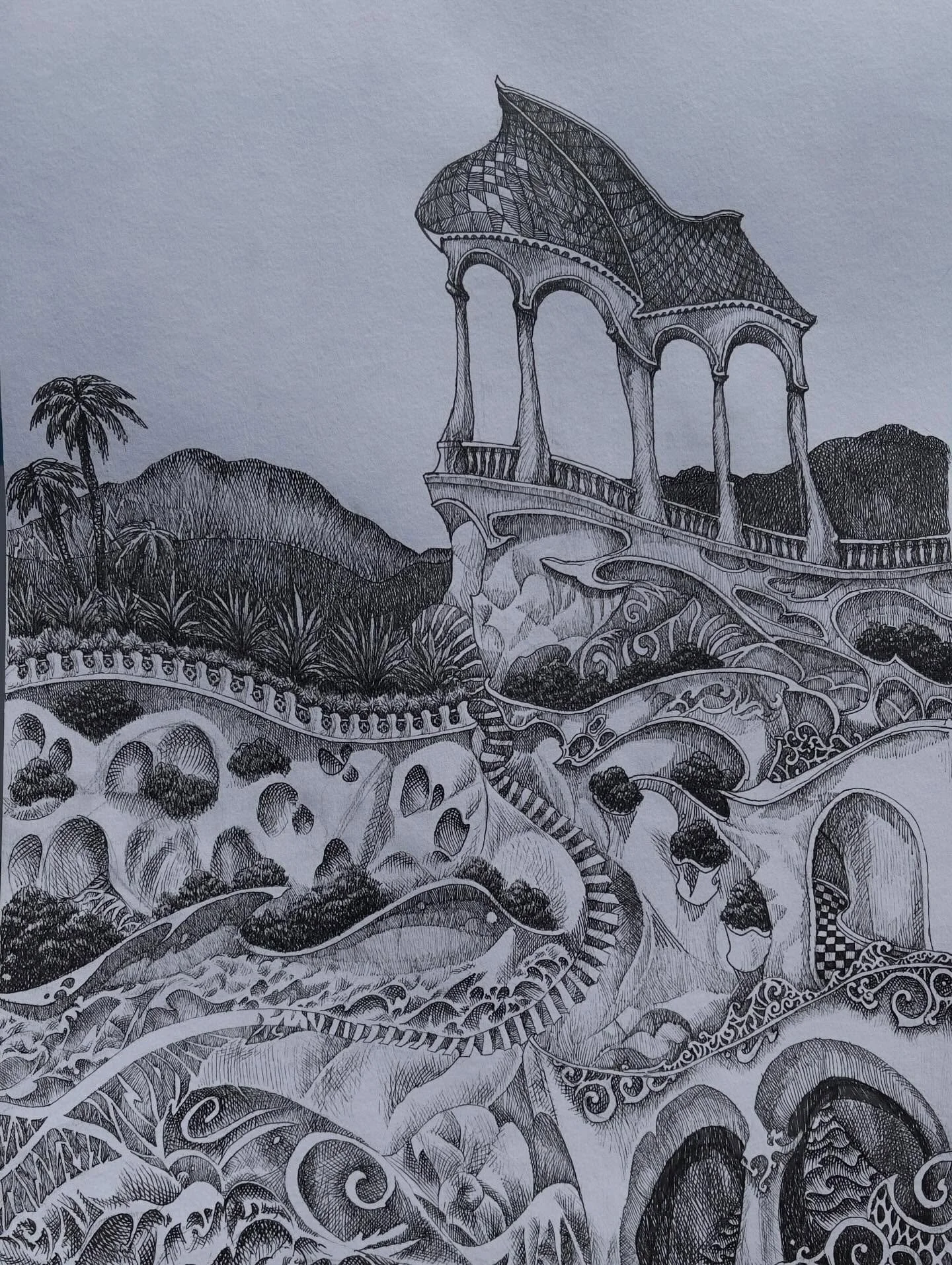 &ldquo;The Fantastical Park&rdquo; which is influnced by Park Guell, Barcelona.

#pendrawing #penandinkdrawing #nzart