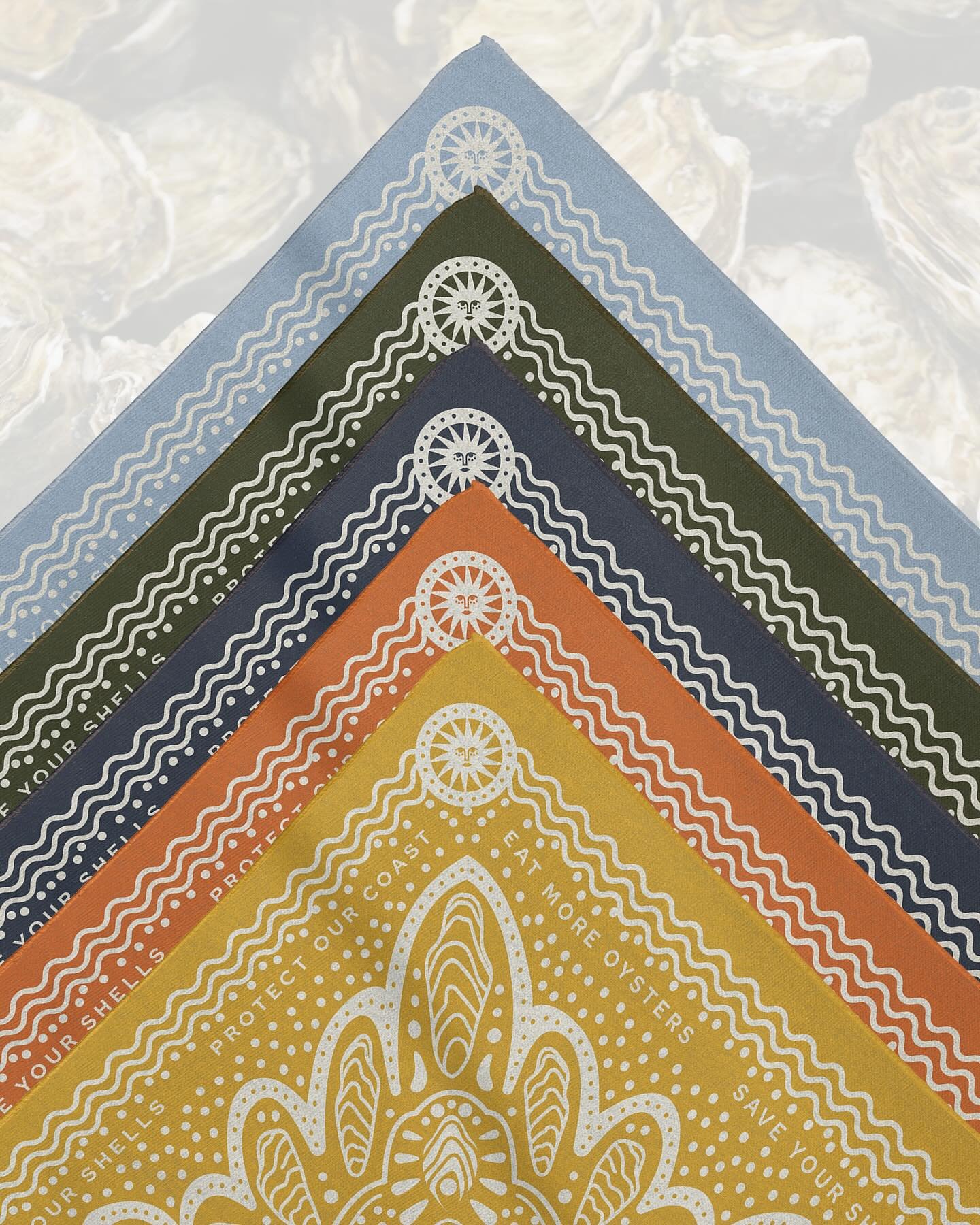 Bandana designs for @shell_to_shore ! Love how these turned out and getting to see people wearing them at ShellFest this past weekend 🦪🍹