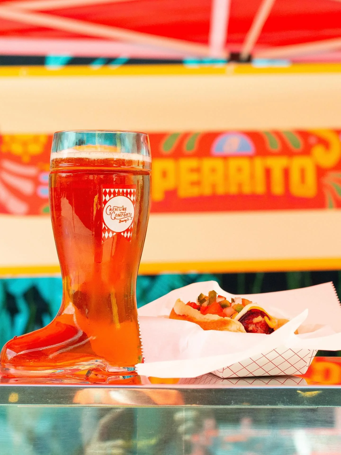 New banner design for @elperrito.ath made its debut at their event with @creaturecomfortsbeer for Dawgtoberfest this past weekend! Swipe to see him in his full glory ➡️🌭