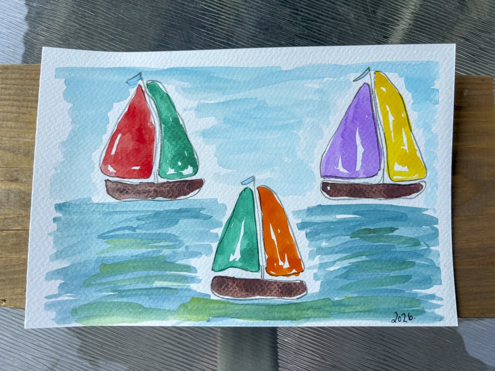 August 4 - Watercolour Sailboats
