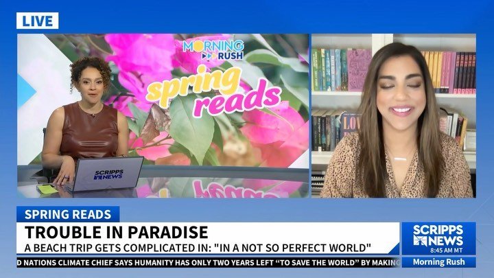 Thank you @scrippsnews for having me on this morning to discuss IN A NOT SO PERFECT WORLD! And specifically for asking me about dream casting, because let&rsquo;s put film energy into the world, shall we!? And swipe to see my favorite part of the int
