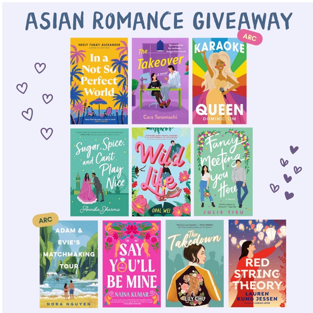 💕Giveaway Link: https://kingsumo.com/g/c7ltgg/asian-romance-giveaway/pe7ywnl?

GIVEAWAY!
We&rsquo;re so excited to be celebrating Asian romance not just this month, but ALL year long! And we want to help give your TBR a boost&mdash;one lucky winner 