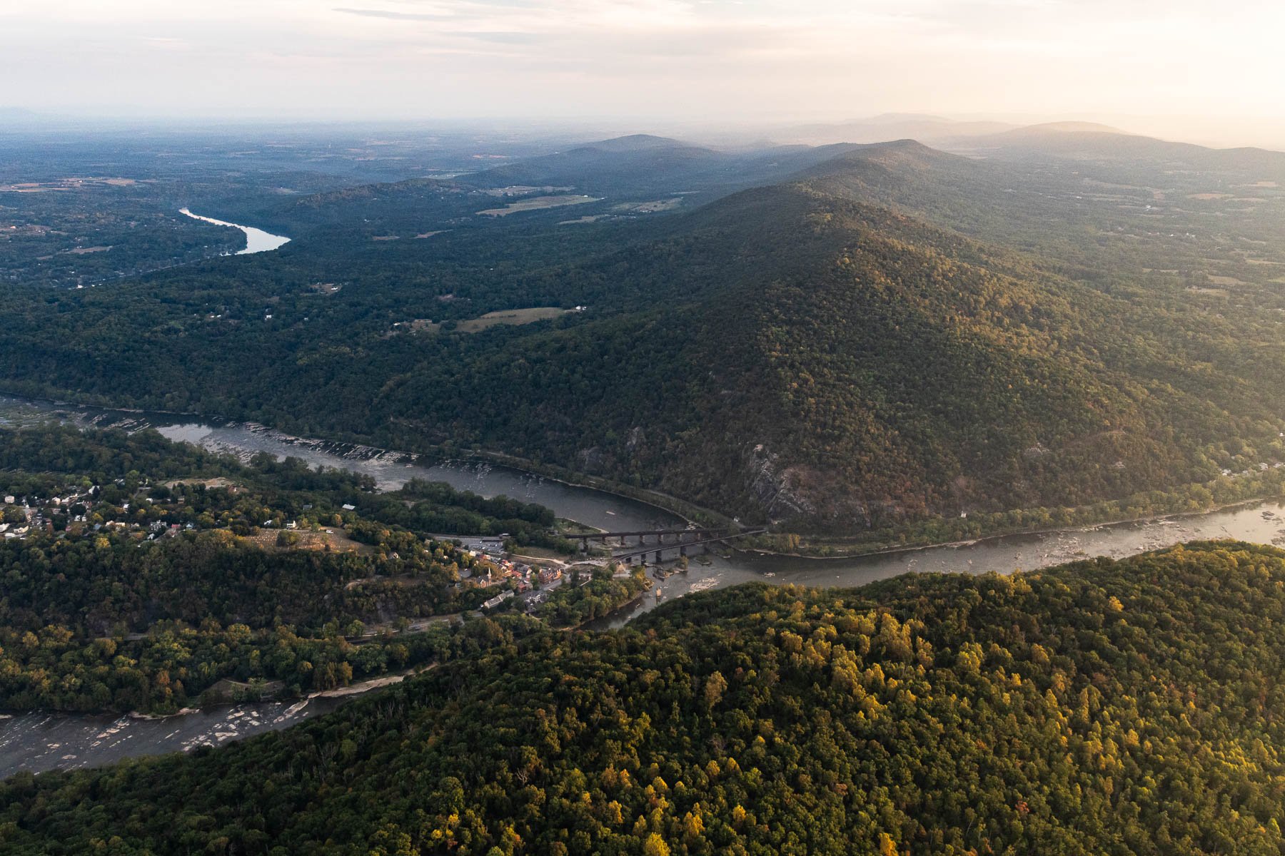  Historic Harpers Ferry is seen in Jefferson County, W.Va. on Sept. 4, 2023. (With aerial support from Southwings) 