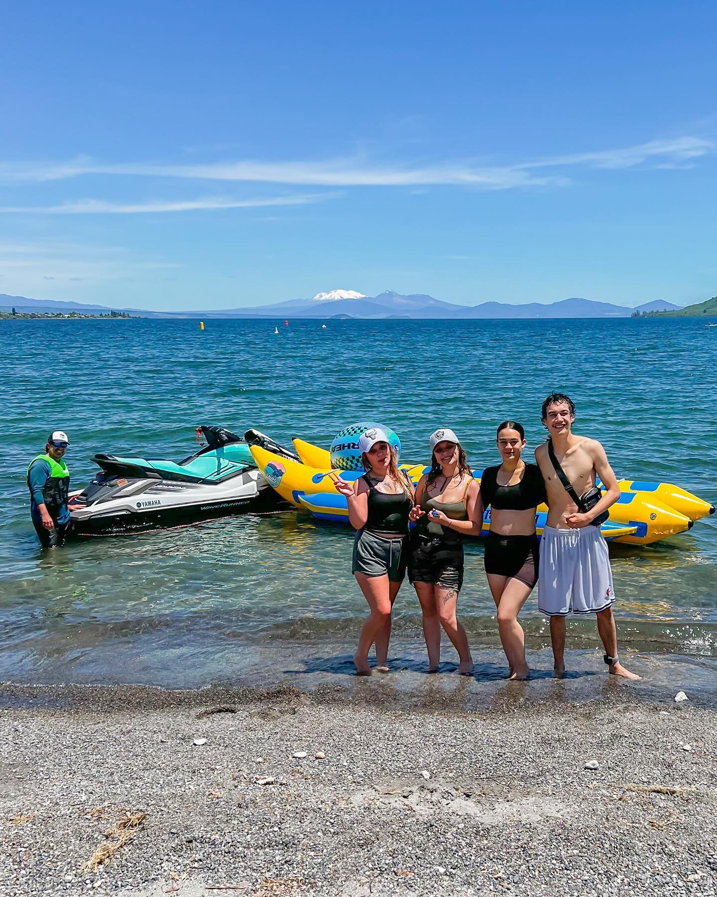 This crew saw our post at 7am this morning and drove from Rotorua to Taupō just to ride the banana boat! 🥳🥰 They said it was so much fun &amp; they&rsquo;d be back every weekend! 🙌 #lovetaupo