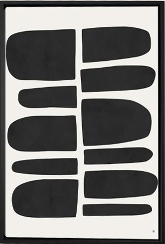 Graphic, monochromatic print.