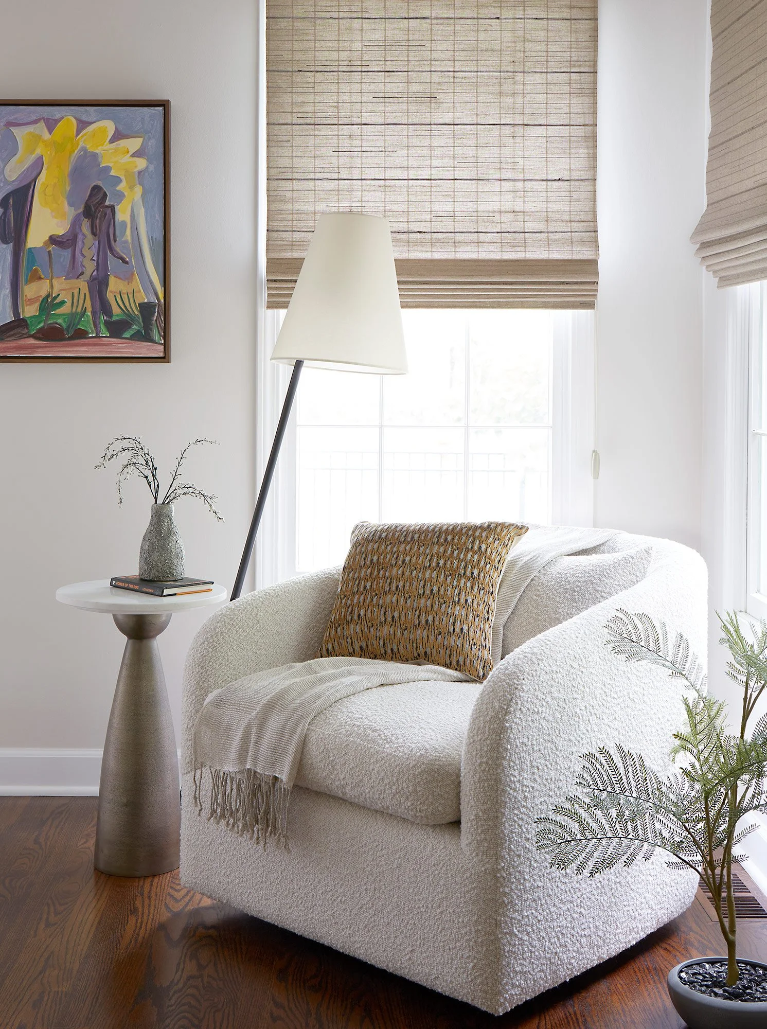 Contemporary painting in primary suite