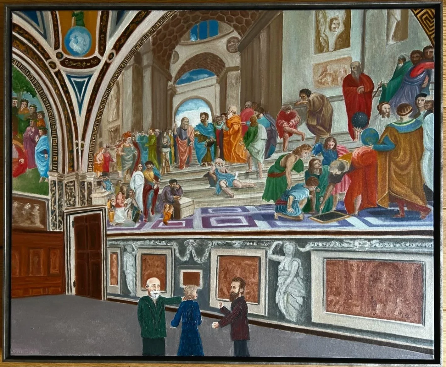 Becquerel, Curie, and Röntgen in front of Raphael’s ‘School of Athens’, 2025