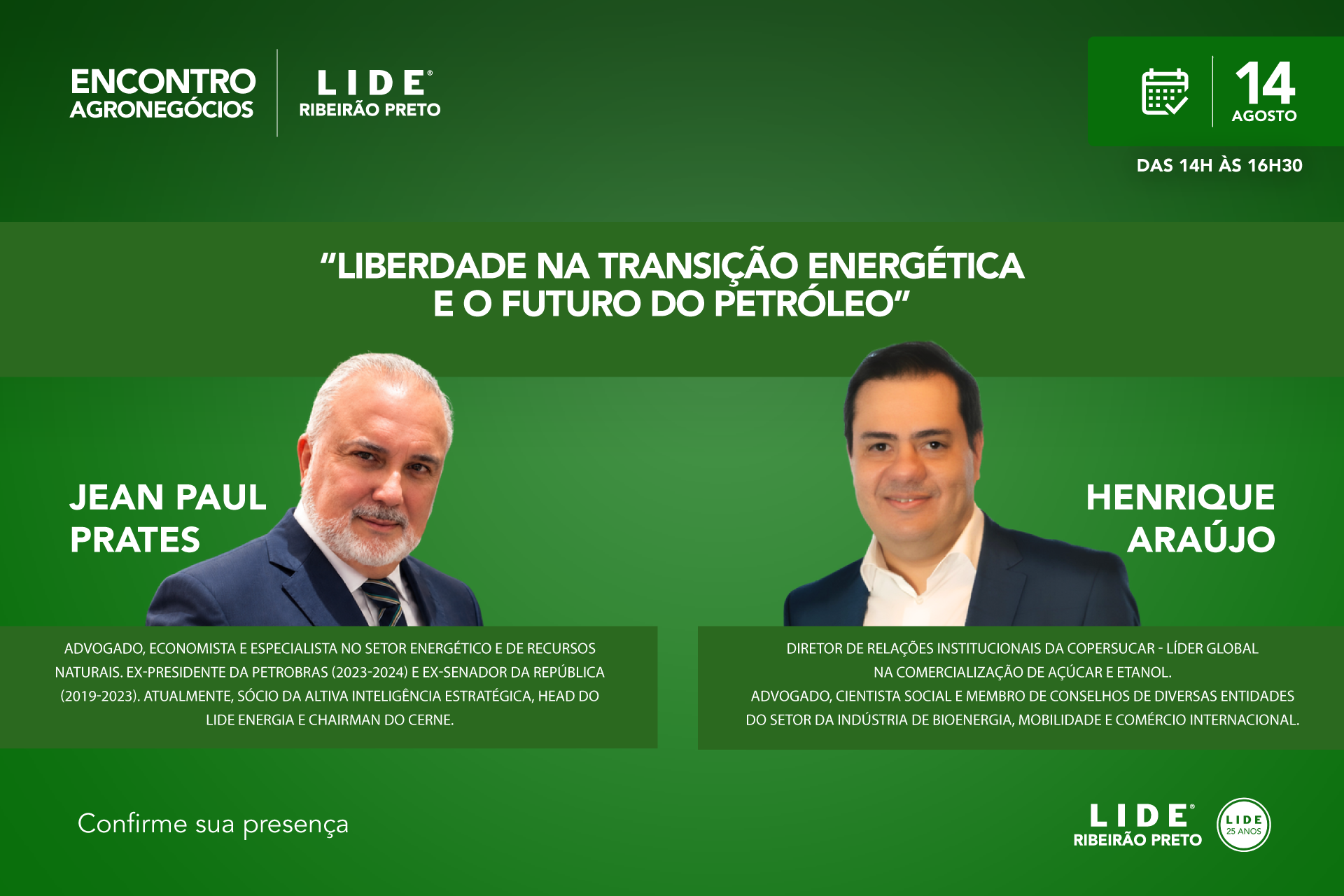 LIDE Agronegócio Ribeirão Preto debate transição energética e o futuro do petróleo na FENASUCRO &amp; AGROCANA