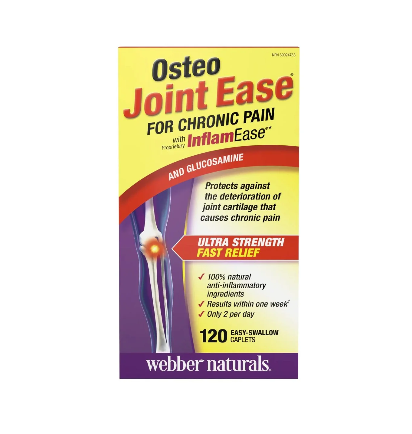 Webber Naturals Osteo Joint Ease with InflamEase and Glucosamine | 120 Caplets