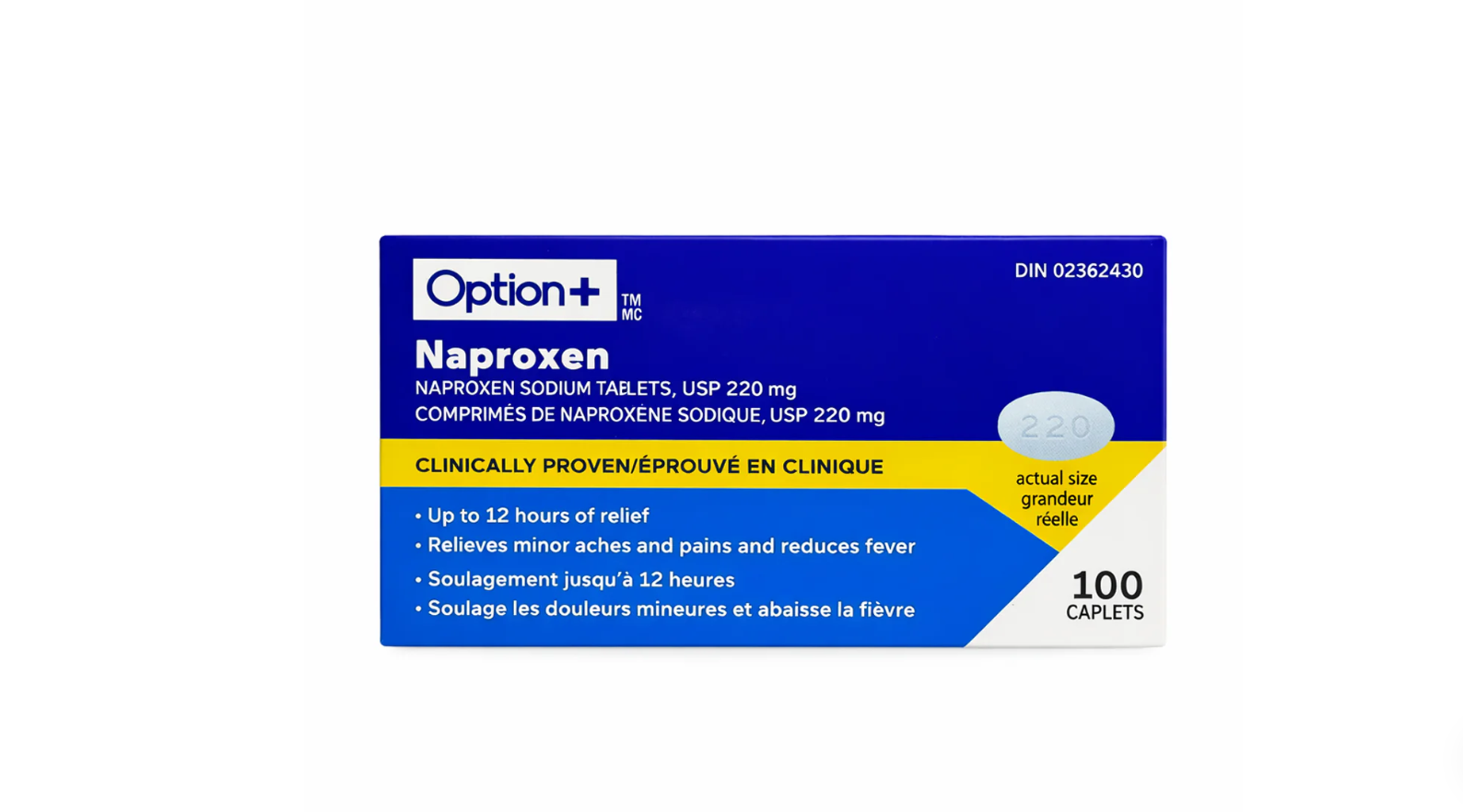 Option+ Naproxen Sodium 220MG, 100 Tablets [Generic Brand]