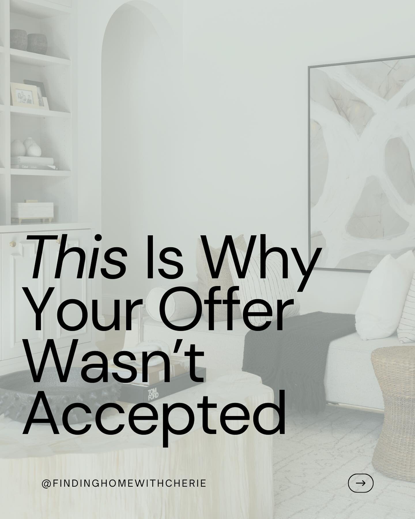 So, you're finding it tough to get your offers accepted? ⁠
⁠
The truth is sometimes, it Is the nature of the market.&nbsp;But sometimes, it may be you. Here are some of the reasons your offer may not be getting accepted. 👉️⁠
⁠
You can&rsquo;t contro