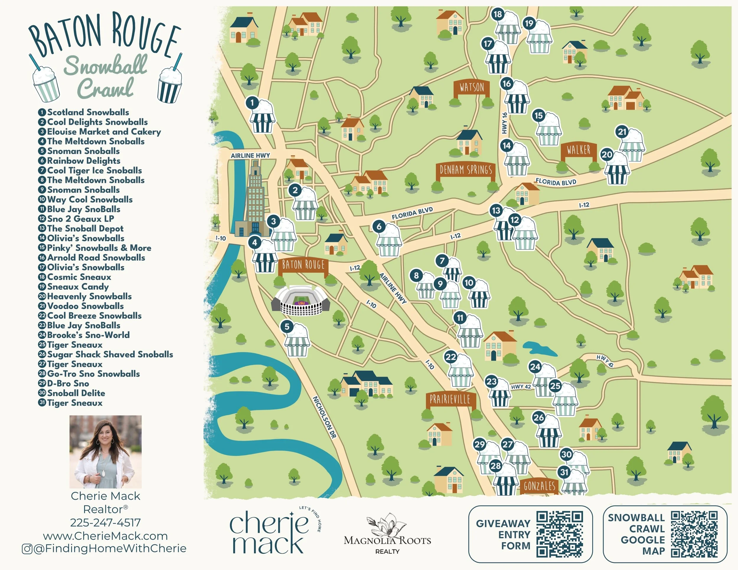 🍧 The Baton Rouge &amp; Ascension Snowball Crawl Map is officially here! 🍧

If you&rsquo;re anything like me, summer isn&rsquo;t complete without a good snowball. So I put together a guide featuring some of our area&rsquo;s favorite snowball stands
