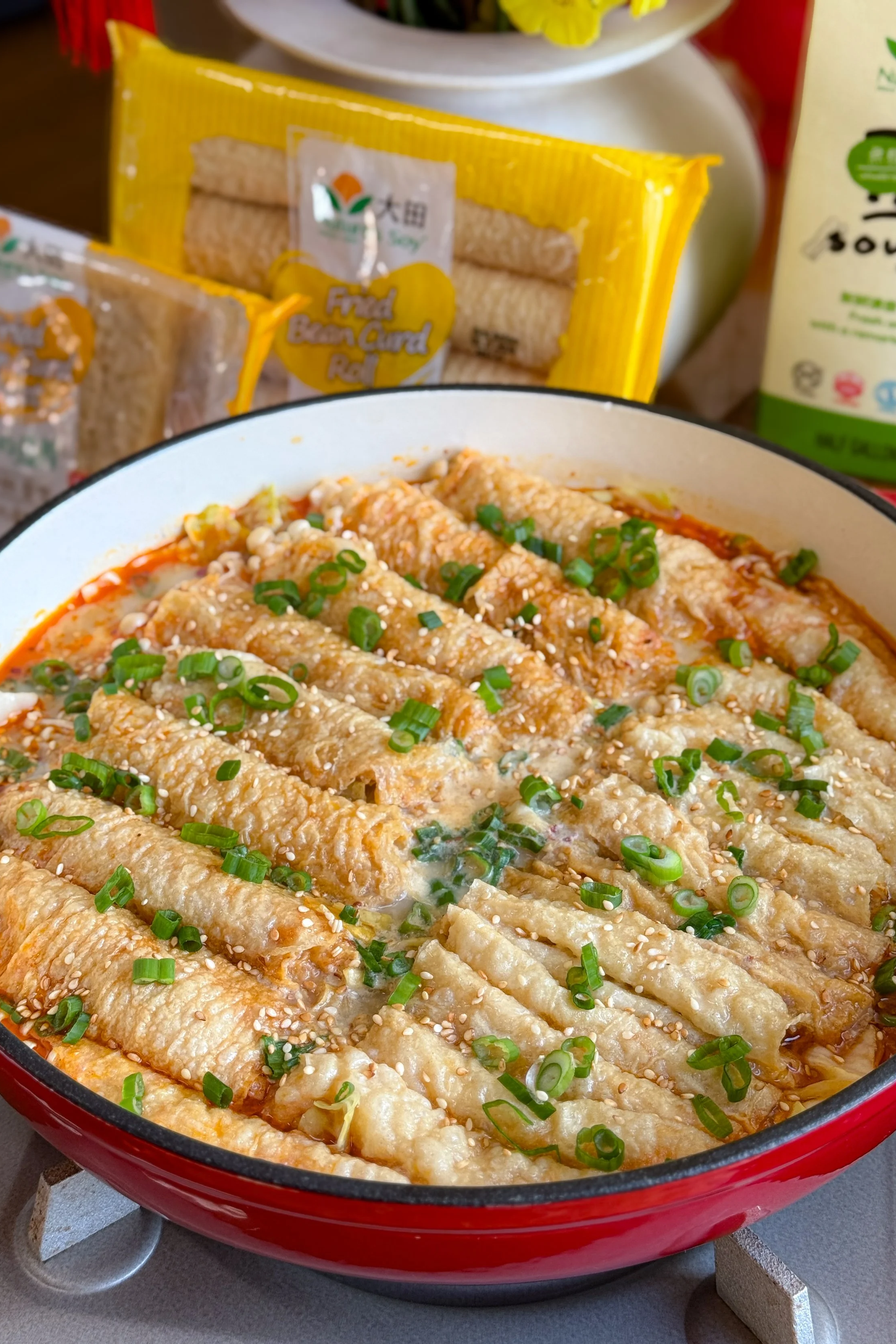 Enoki Stuffed Bean Curd Rolls