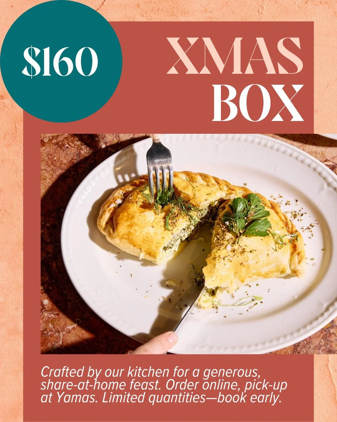YAMAS CHRISTMAS BOXES! 🎁

Bring the taste of Yamas home this Christmas. Think all of your Greek favourites, boxed up and ready for sharing with those who matter most. Perfect for a cosy night in or a festive picnic!

Book online and pick up at Yamas