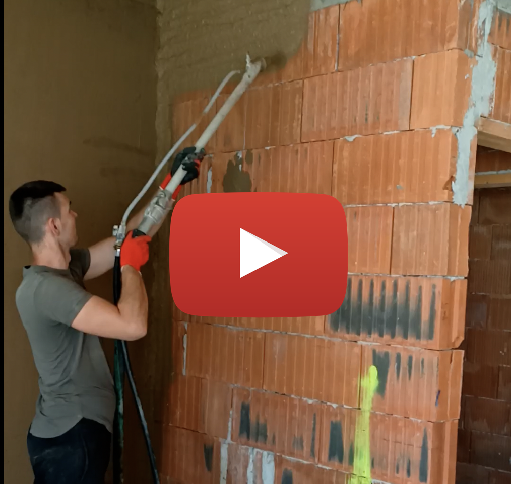 Video - tencuit mecanizat pe cărămidă cu goluri