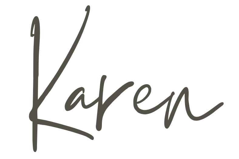 Stylized black handwritten text spelling "Karen".