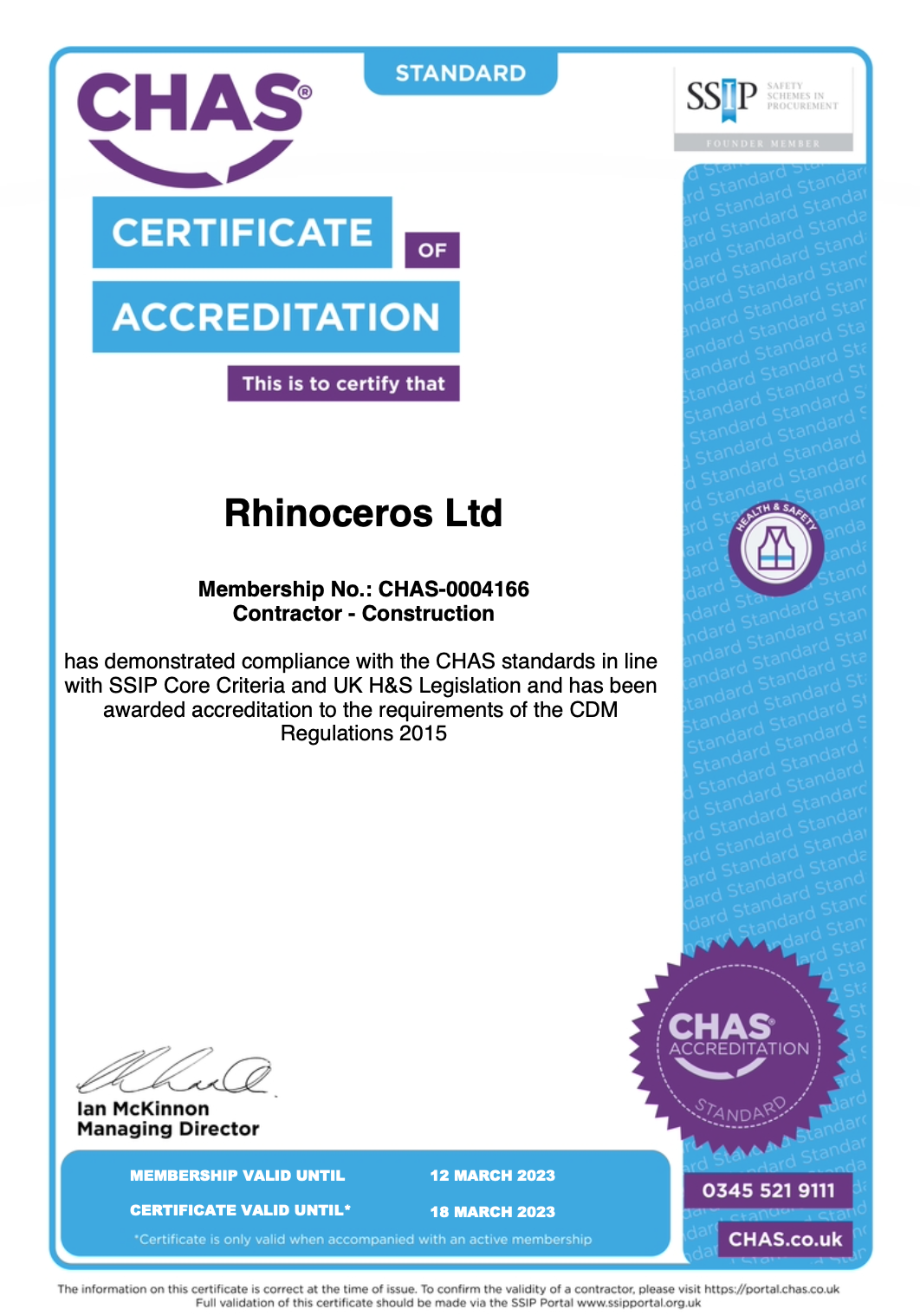 Chas Certification 2022